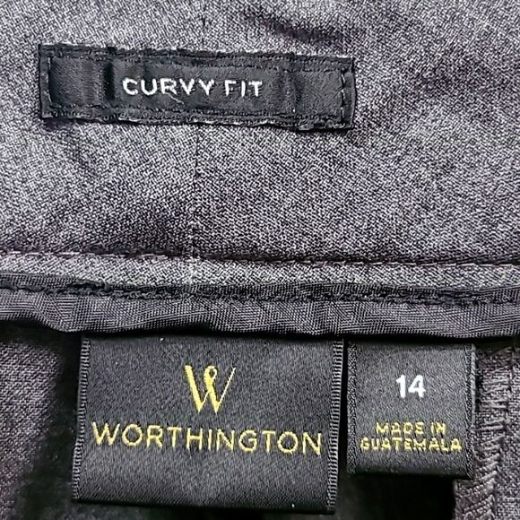 Worthington Curvy Fit Pants, Gray, Size 14 - Picture 7 of 8